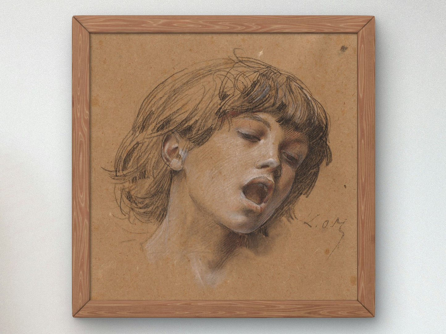 Head of a Boy Singing Study for Music by Luc Olivier Merson 1898, Wall Art Print, Fine Art Reproduction, Museum Quality Decor, Poster