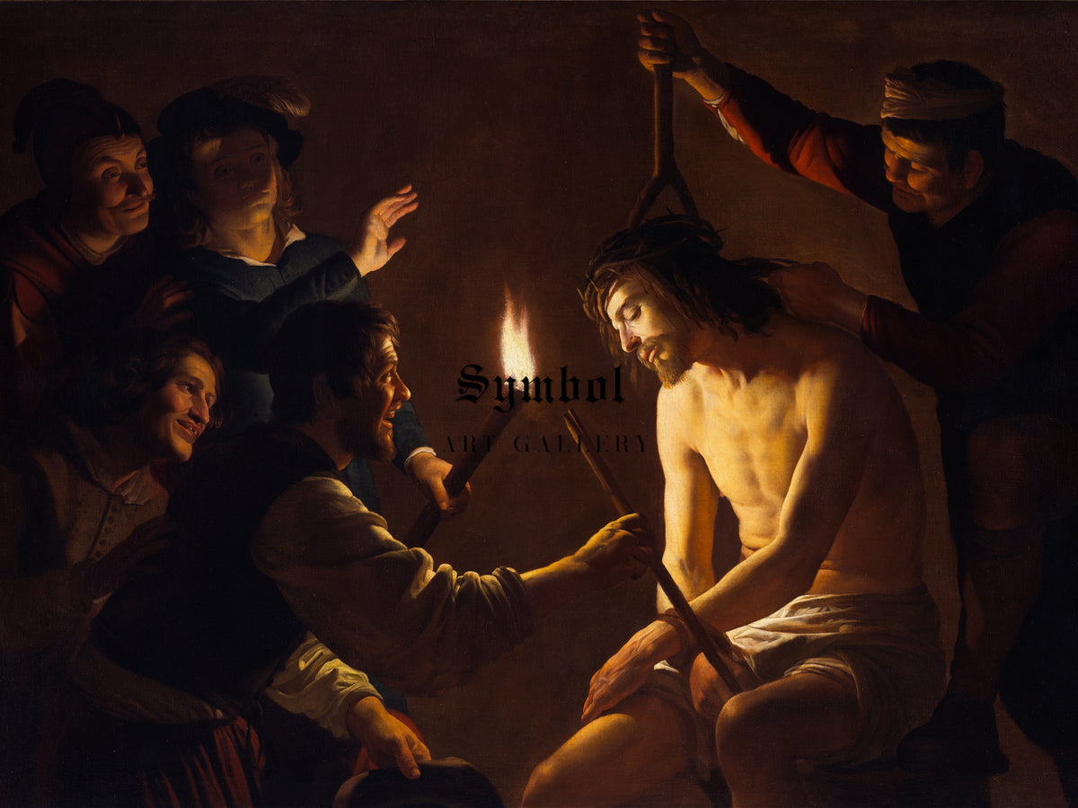 The Mocking of Christ by Gerard van Honthorst 1617, Wall Art Print, Fine Art Reproduction, Museum Quality Decor, Poster