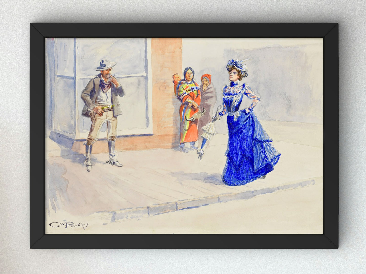 When East Meets West by Charles Marion Russell 1907, Wall Art Print, Fine Art Reproduction, Museum Quality Decor, Poster