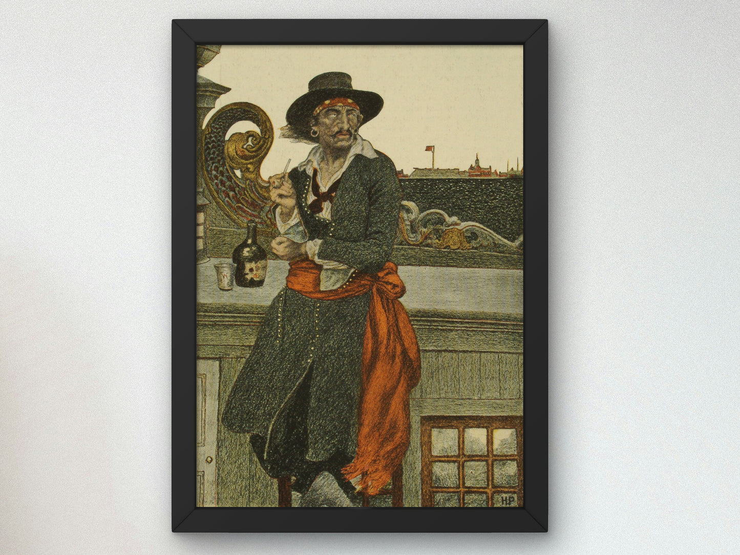Kidd on the Deck of the Adventure Galley by Howard Pyle 1902, Wall Art Print, Fine Art Reproduction, Museum Quality Decor, Poster