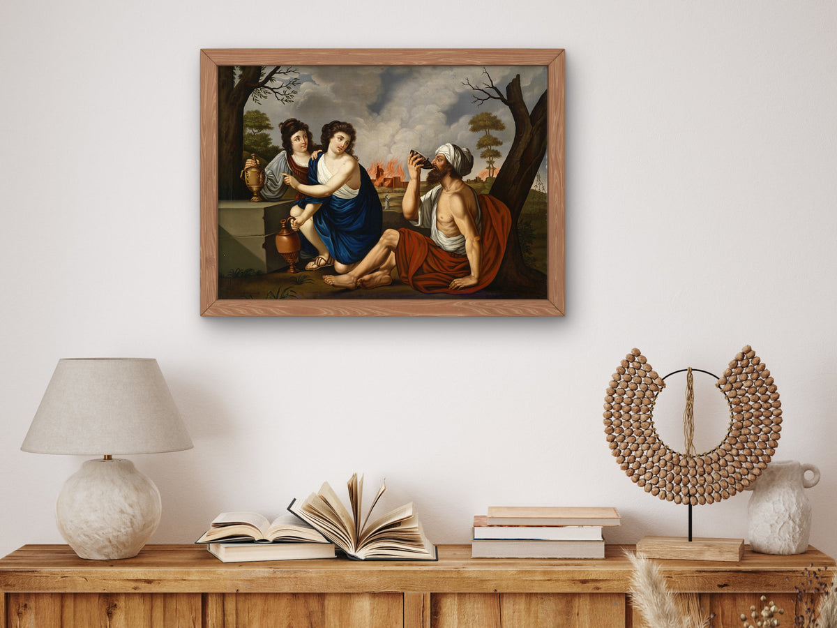 Lot and His Daughters by Josef Worlicek, Wall Art Print, Fine Art Reproduction, Museum Quality Decor, Poster