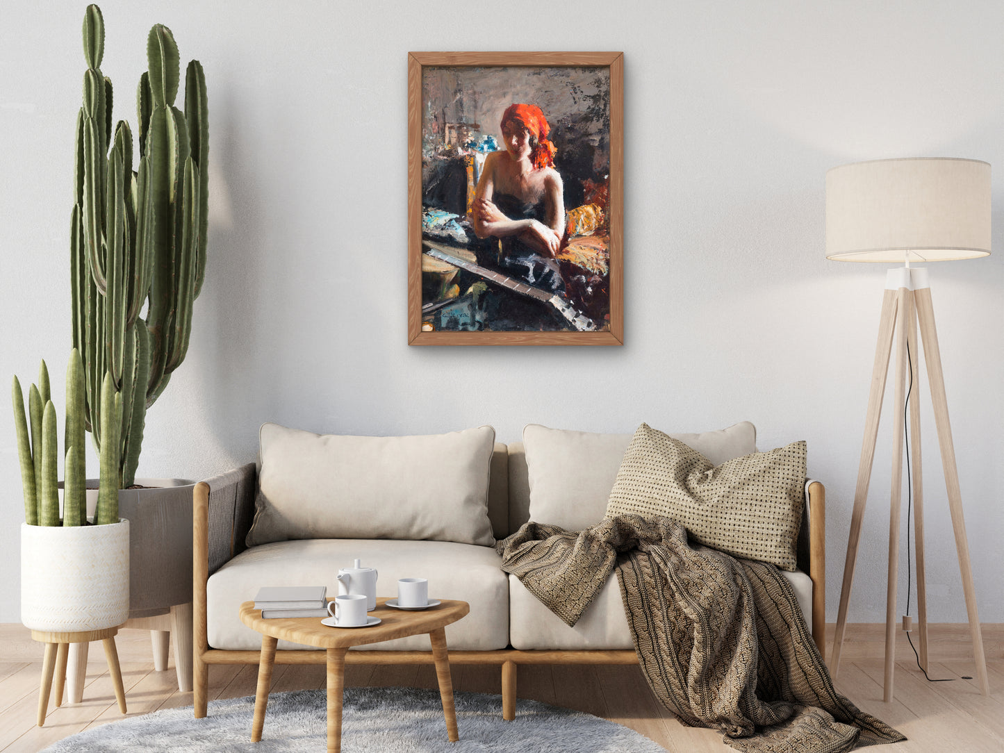 Woman With Guitar by Eugenio Viti, Wall Art Print, Fine Art Reproduction, Museum Quality Decor, Poster