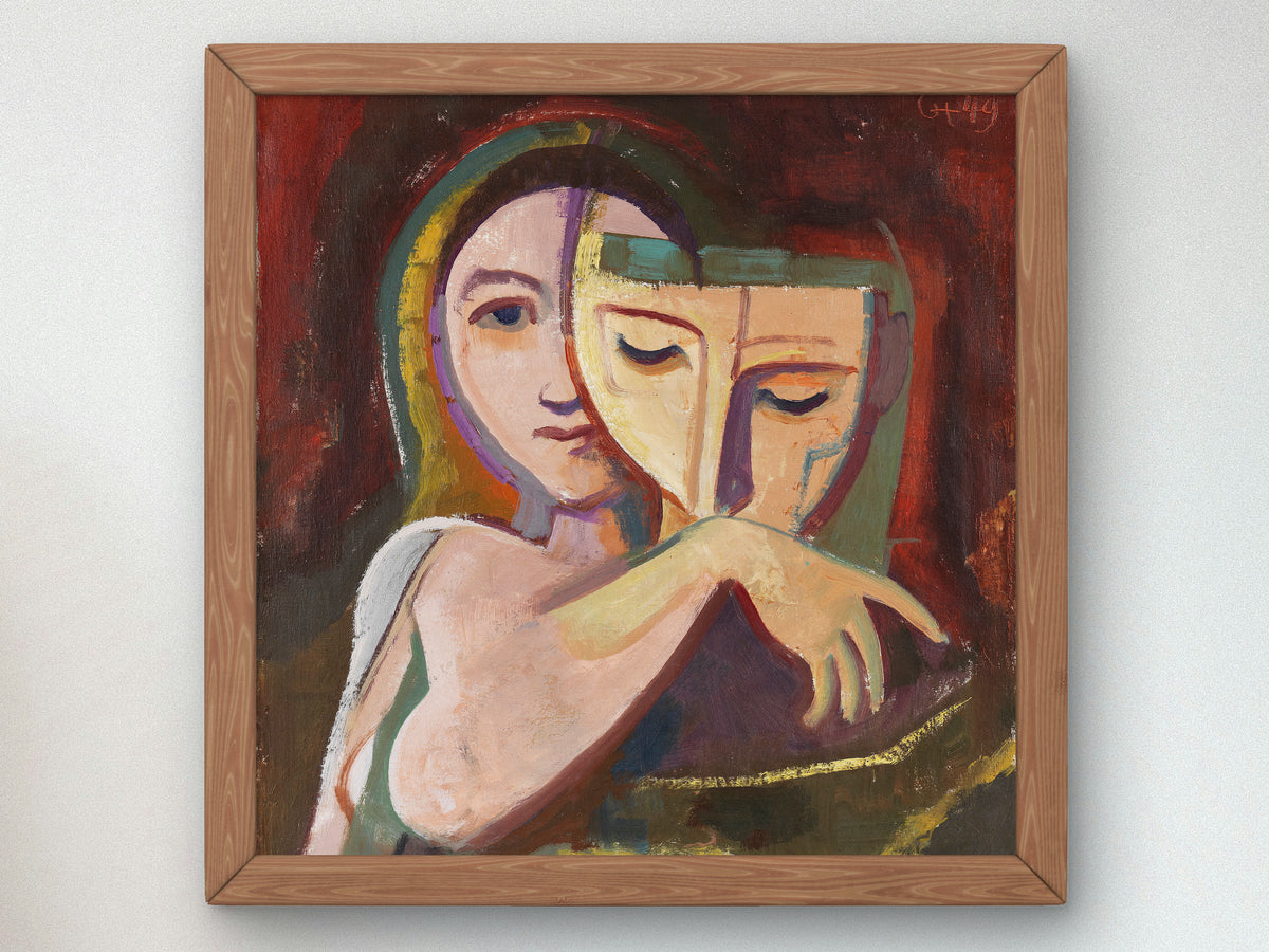 Girl with Mask by Karl Hofer 1949, Wall Art Print, Fine Art Reproduction, Museum Quality Decor, Poster