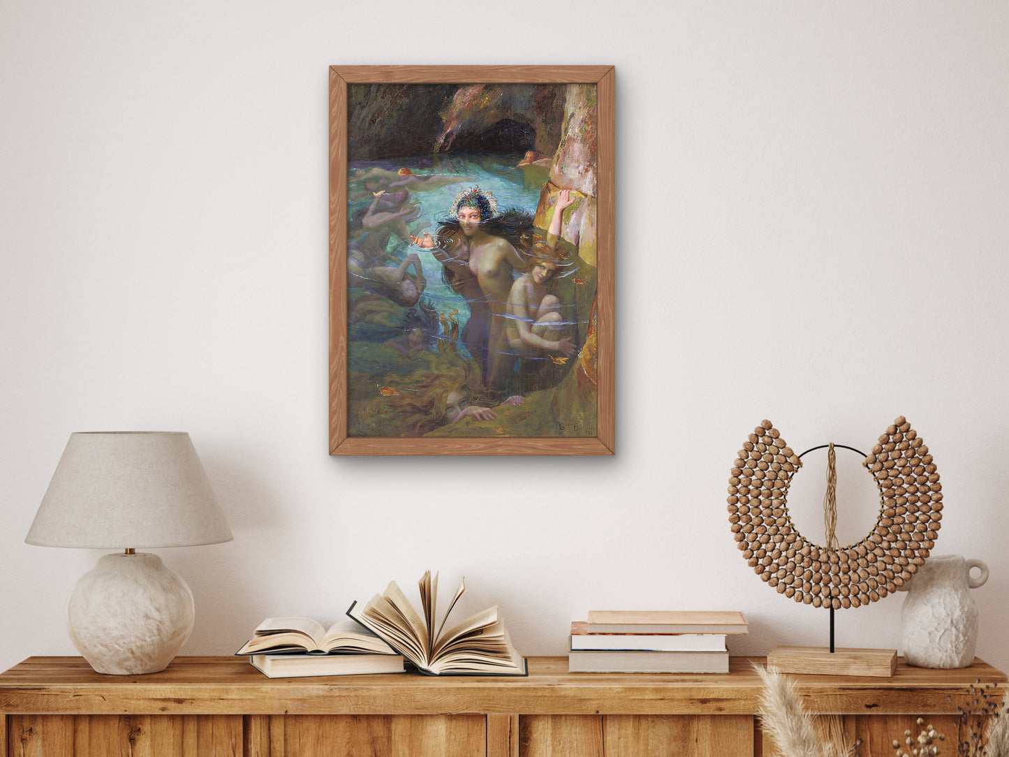 Sea Nymphs at a Grotto by Gaston Bussière 1924, Wall Art Print, Fine Art Reproduction, Museum Quality Decor, Poster