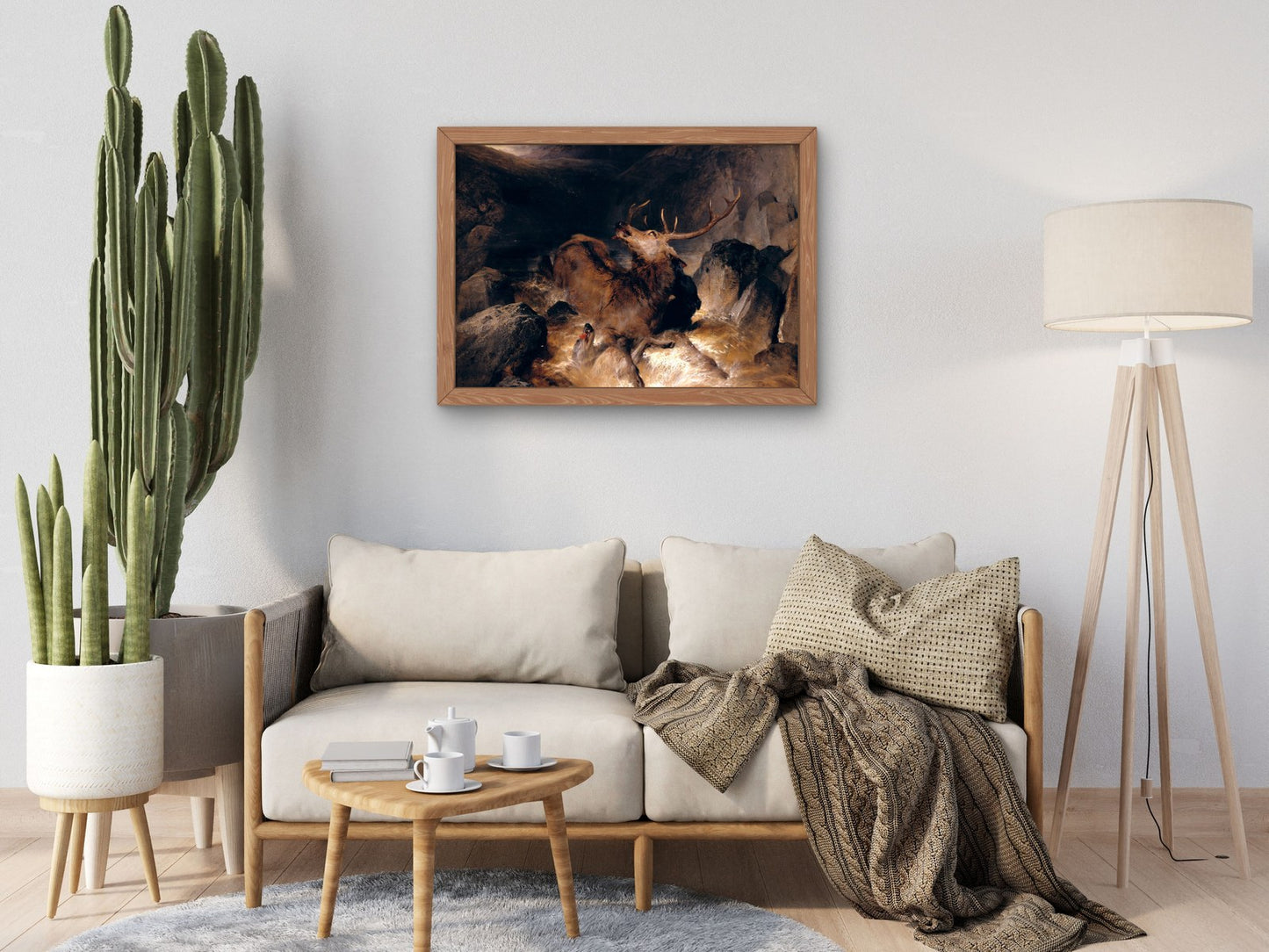 Deer and Deer Hounds in a Mountain Torrent by Edwin Landseer 1832, Wall Art Print, Fine Art Reproduction, Museum Quality Decor, Poster