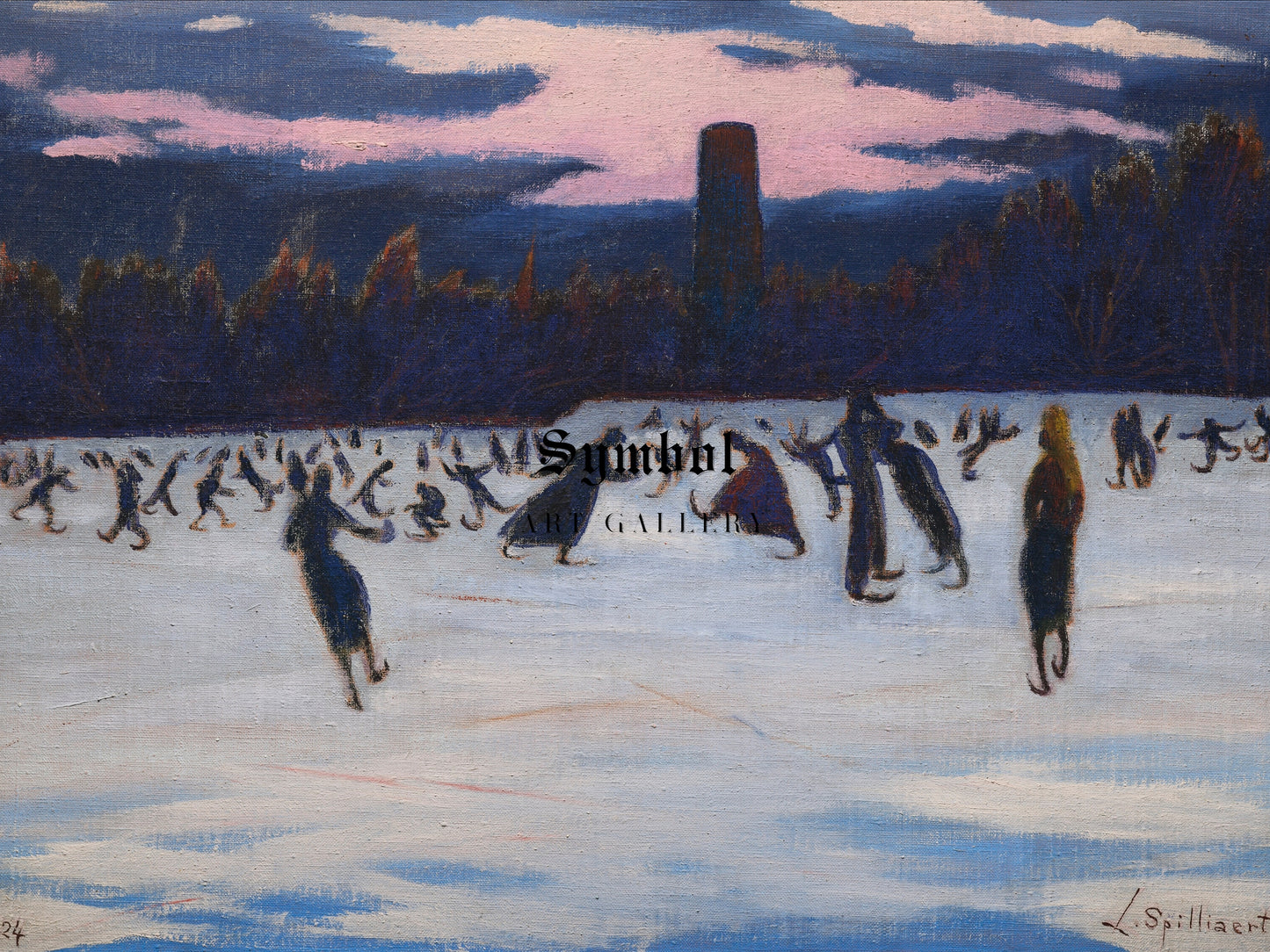Skaters in Marie Henriette Park, Ostend by Léon Spilliaert 1924, Wall Art Print, Fine Art Reproduction, Museum Quality Decor, Poster