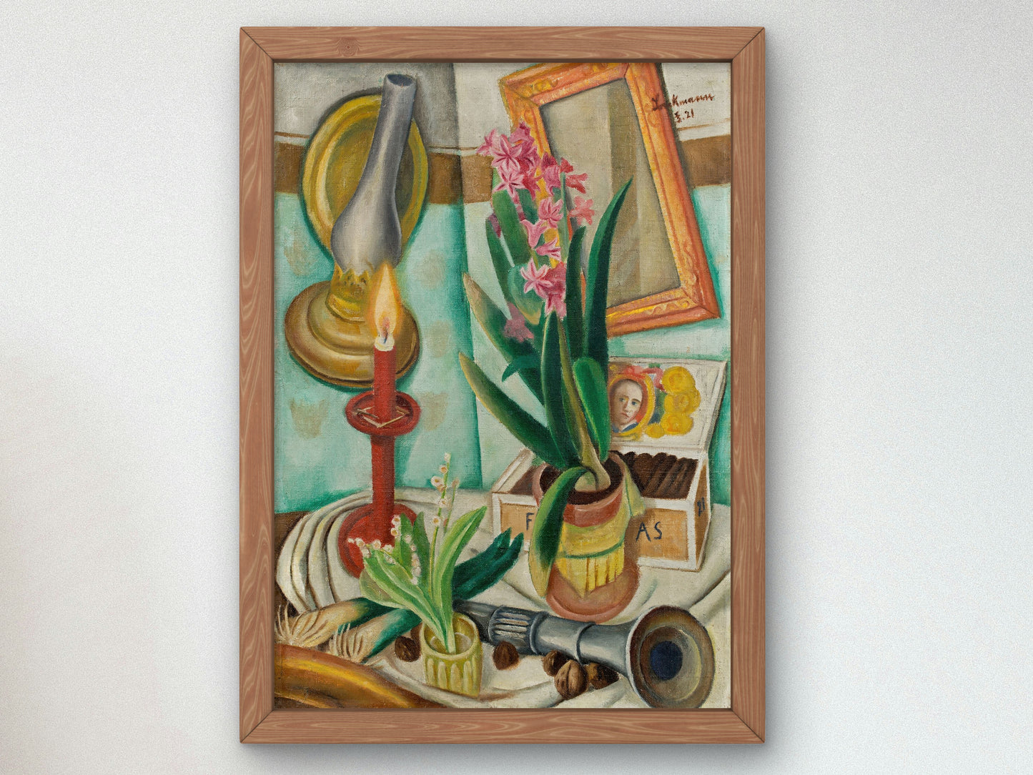 Still Life with Burning Candle by Max Beckmann 1921, Wall Art Print, Fine Art Reproduction, Museum Quality Decor, Poster