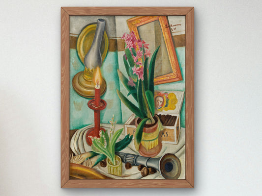 Still Life with Burning Candle by Max Beckmann 1921, Wall Art Print, Fine Art Reproduction, Museum Quality Decor, Poster