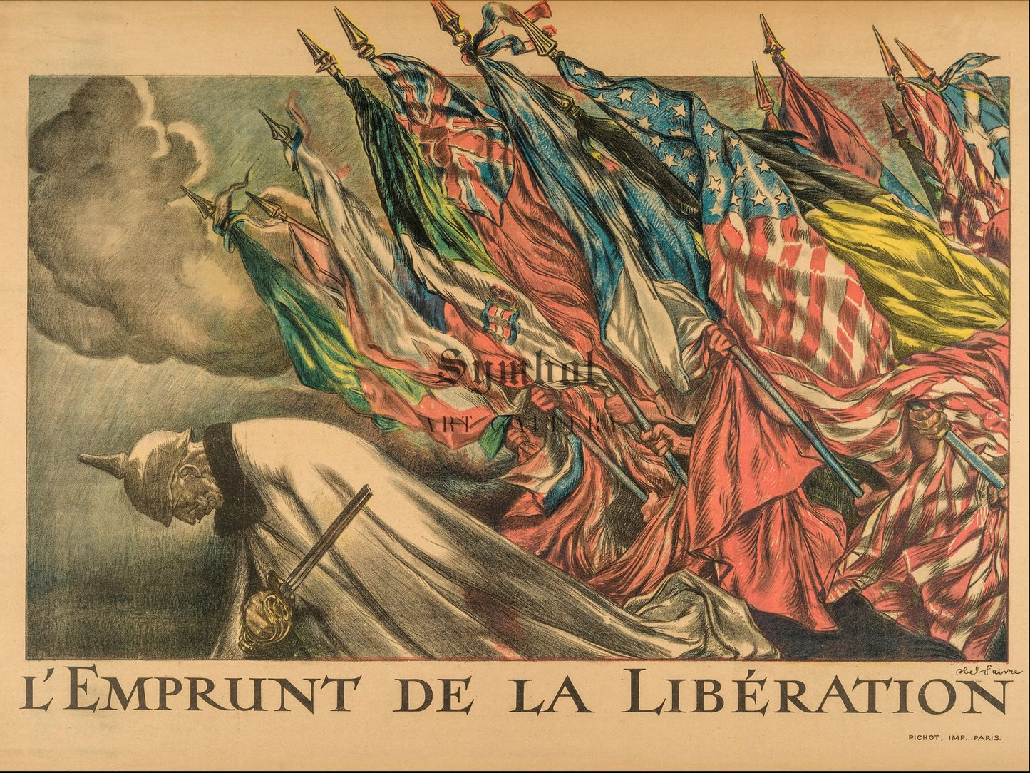 L'Emprunt de la Libération by Abel Faivre 1918, Wall Art Print, Fine Art Reproduction, Museum Quality Decor, Poster