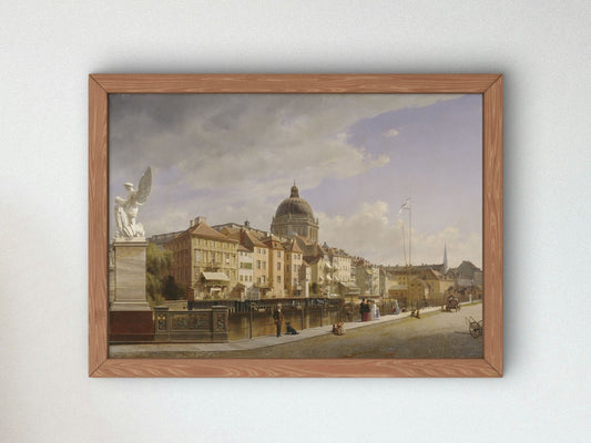 Rear view of the Houses at Schlossfreiheit by Eduard Gaertner 1855, Wall Art Print, Fine Art Reproduction, Museum Quality Decor, Poster