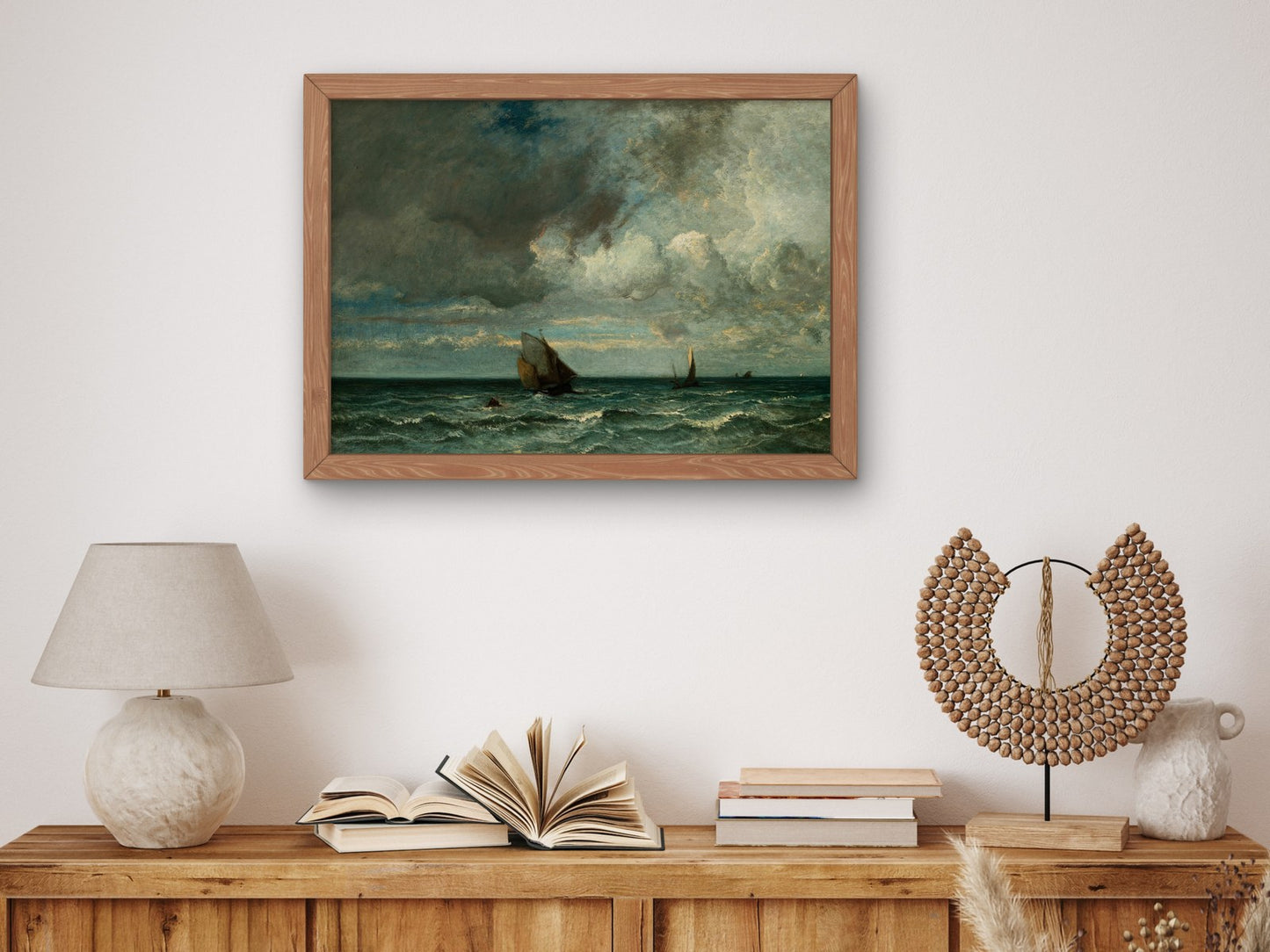 Barks Fleeing Before the Storm by Jules Dupré 1870, Wall Art Print, Fine Art Reproduction, Museum Quality Decor, Poster