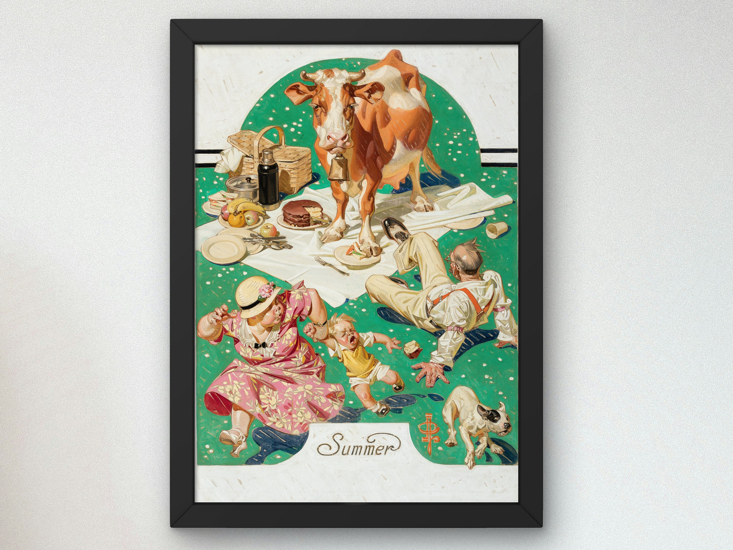 Interrupted Picnic by Joseph Christian Leyendecker 1933, Wall Art Print, Fine Art Reproduction, Museum Quality Decor, Poster