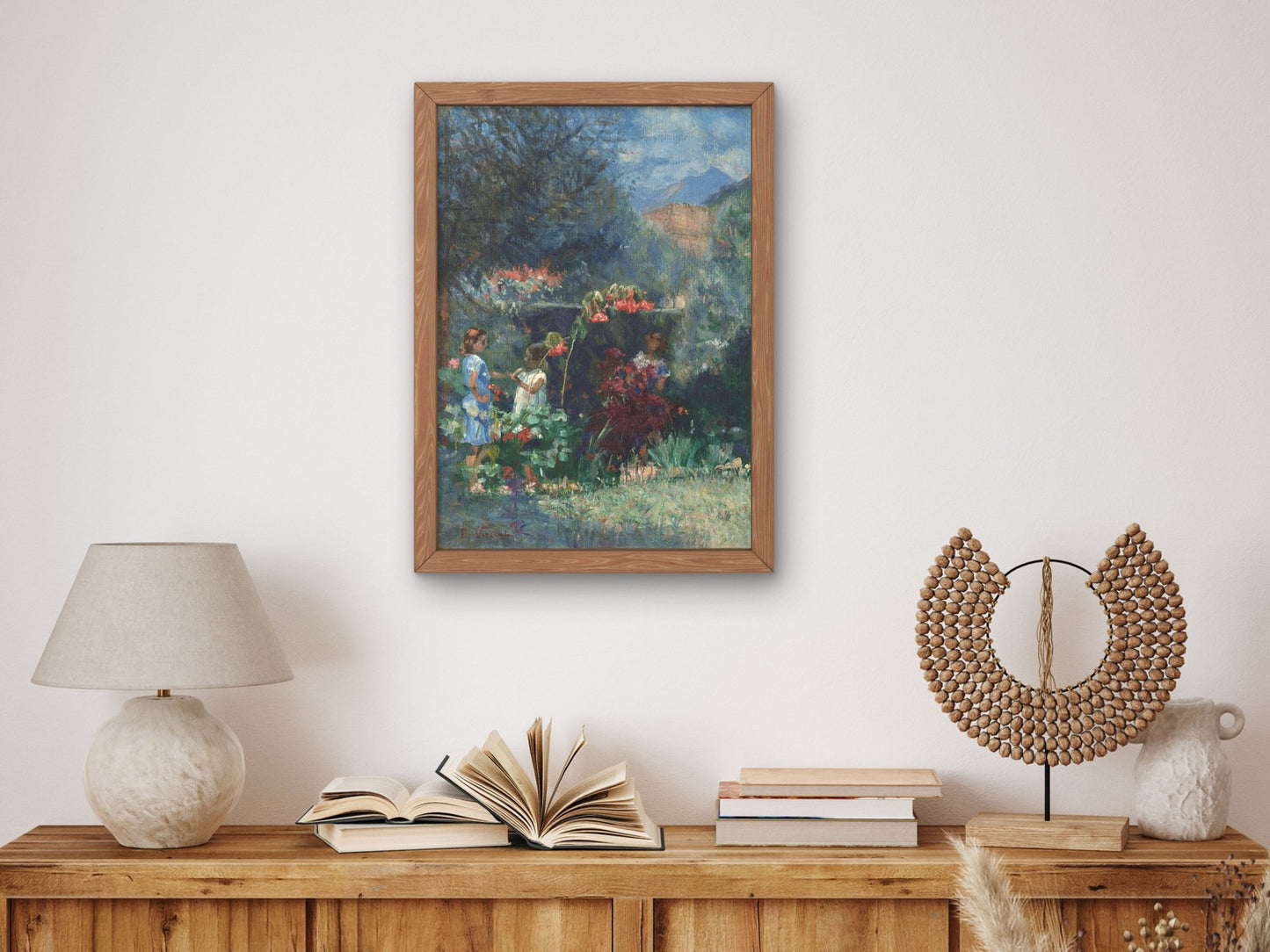 Three Girls in the Garden by Eliseu Visconti 1935, Wall Art Print, Fine Art Reproduction, Museum Quality Decor, Poster