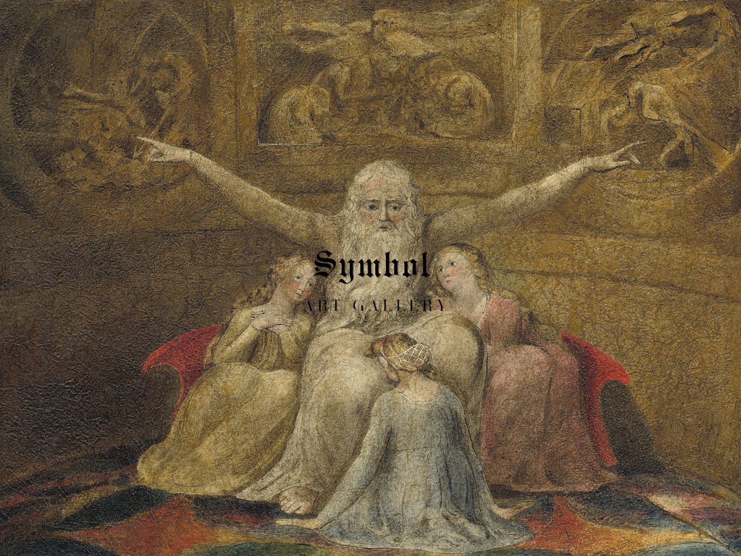 Job and His Daughters by William Blake 1800, Wall Art Print, Fine Art Reproduction, Museum Quality Decor, Poster