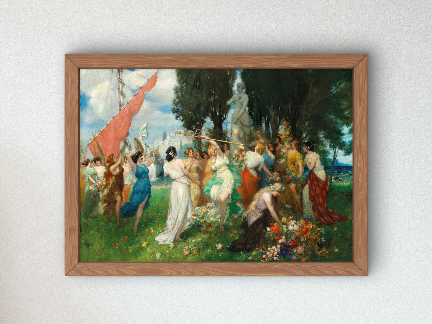 The Spring Festival of Flora before the Acropolis by Ferdinand Leeke, Wall Art Print, Fine Art Reproduction, Museum Quality Decor, Poster