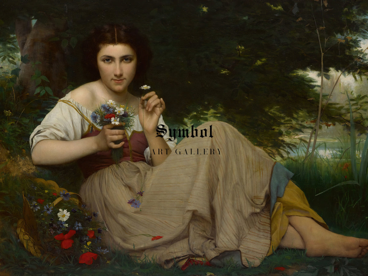 A Moment's Rest by François Alfred Delobbe 1871, Wall Art Print, Fine Art Reproduction, Museum Quality Decor, Poster