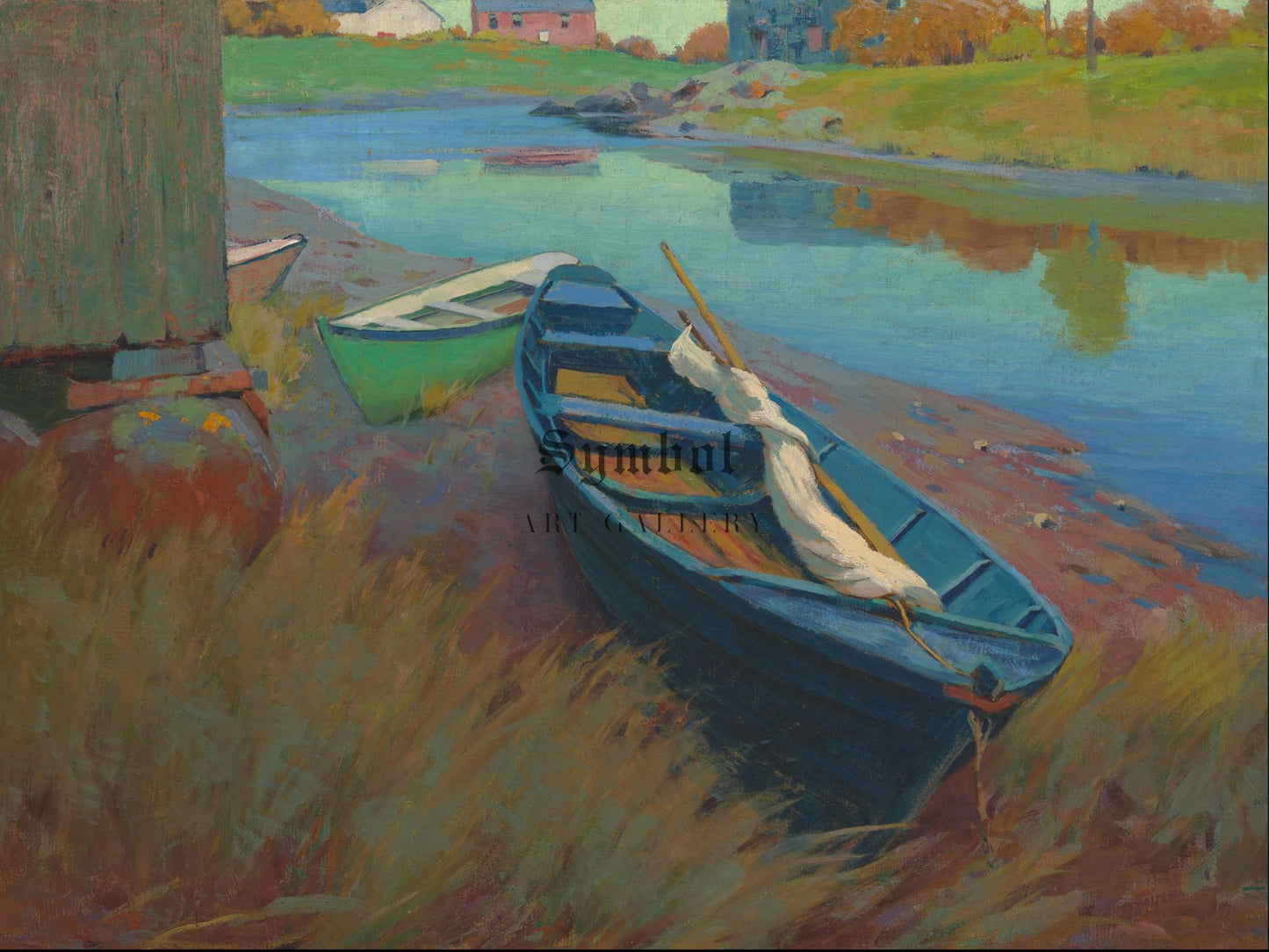 Boats at Rest by Arthur Wesley Dow 1895, Wall Art Print, Fine Art Reproduction, Museum Quality Decor, Poster