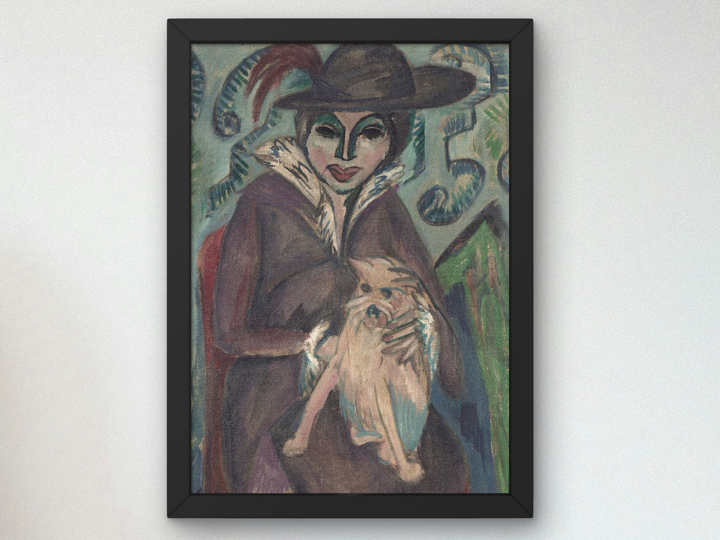 Woman with Dog I by Ernst Ludwig Kirchner 1912, Wall Art Print, Fine Art Reproduction, Museum Quality Decor, Poster