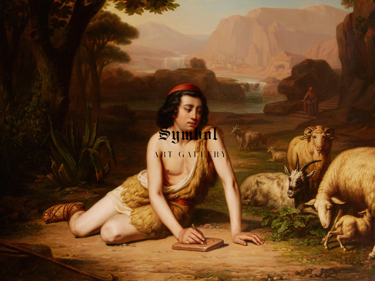 Giotto Drawing from Nature by John William Godward, Wall Art Print, Fine Art Reproduction, Museum Quality Decor, Poster