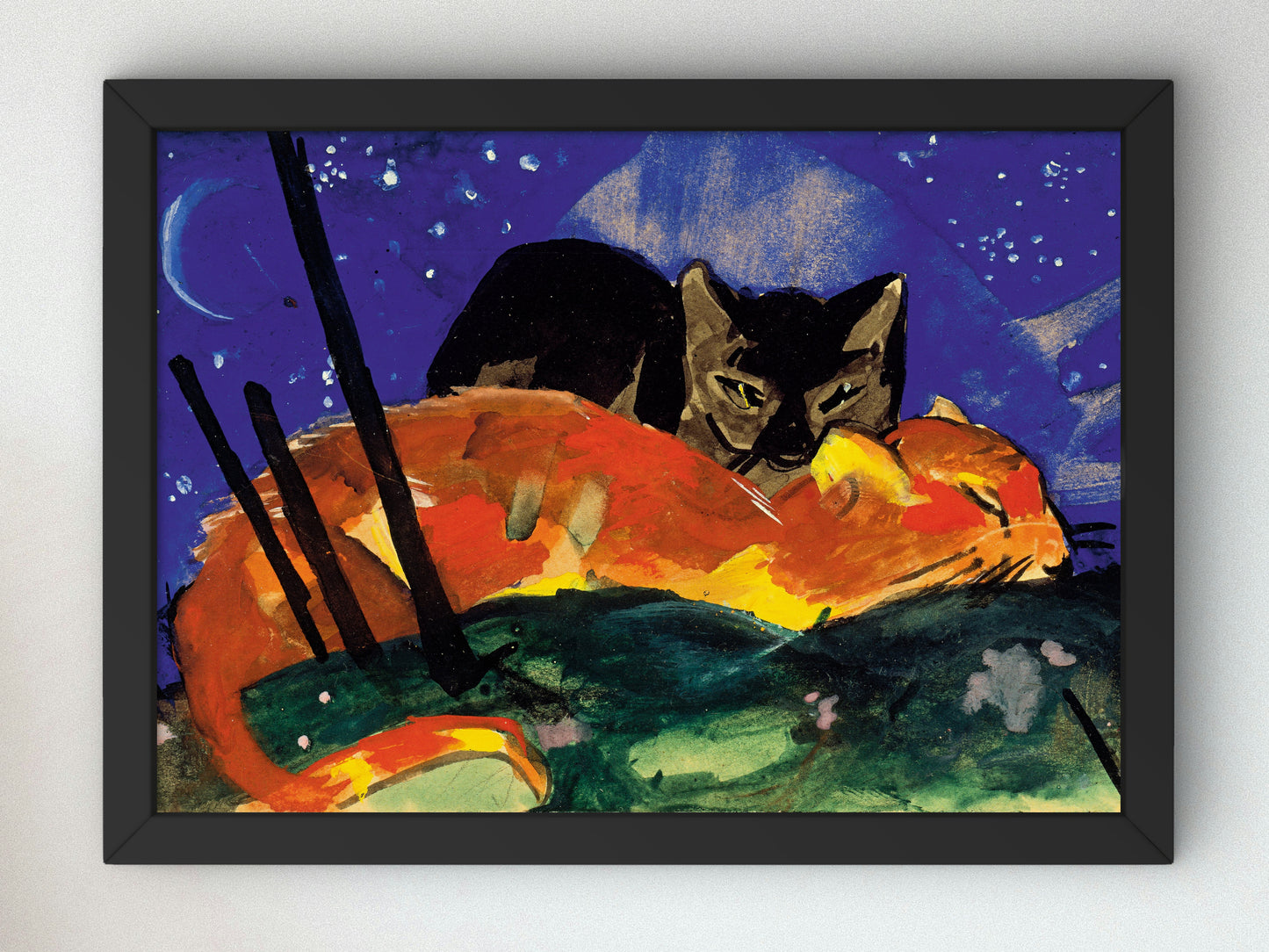 Two Cats by Franz Marc 1913, Wall Art Print, Fine Art Reproduction, Museum Quality Decor, Poster