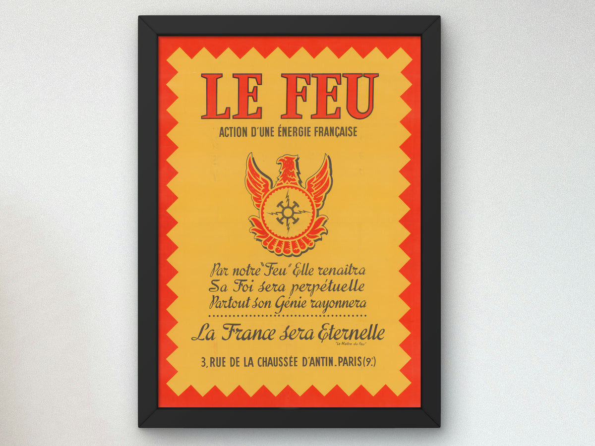 Le Feu by Unknown French Artist 1941, Wall Art Print, Fine Art Reproduction, Museum Quality Decor, Poster