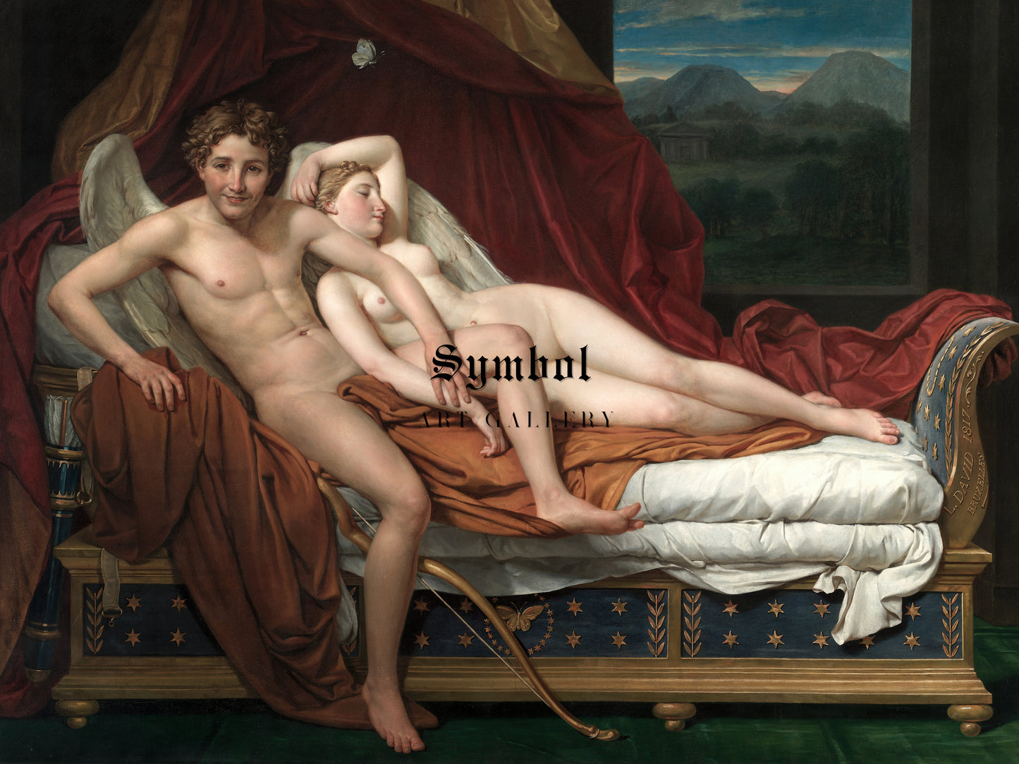 Cupid and Psyche by Jacques Louis David 1817, Wall Art Print, Fine Art Reproduction, Museum Quality Decor, Poster