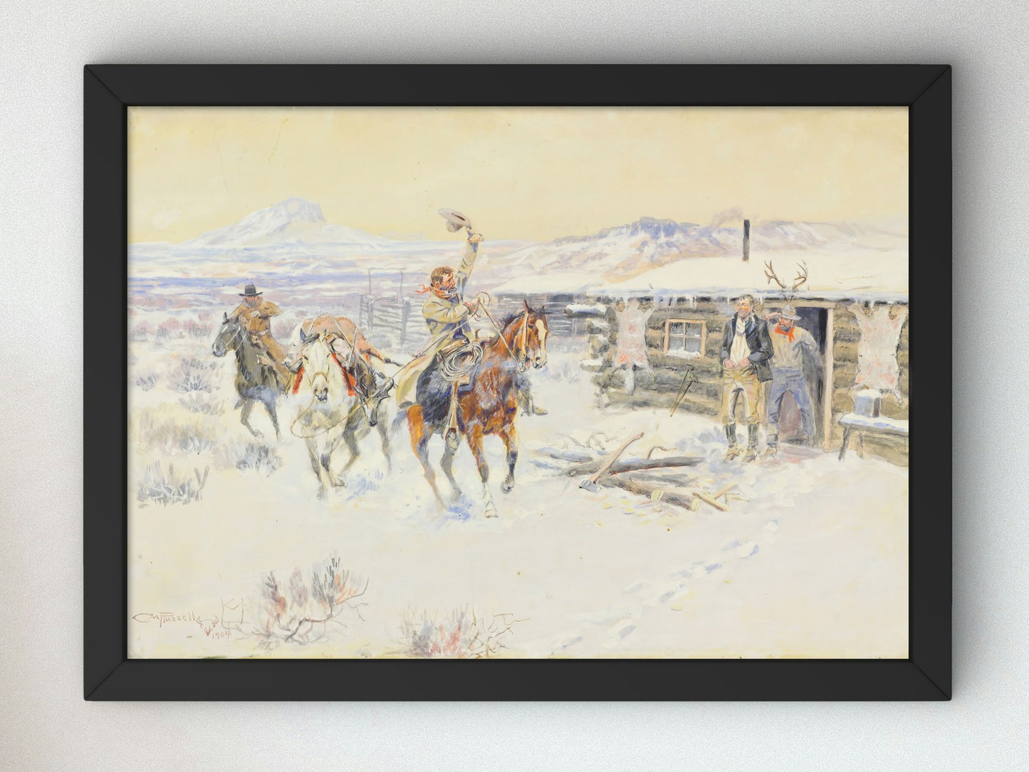 Christmas at the Line Camp by Charles Marion Russell 1904, Wall Art Print, Fine Art Reproduction, Museum Quality Decor, Poster