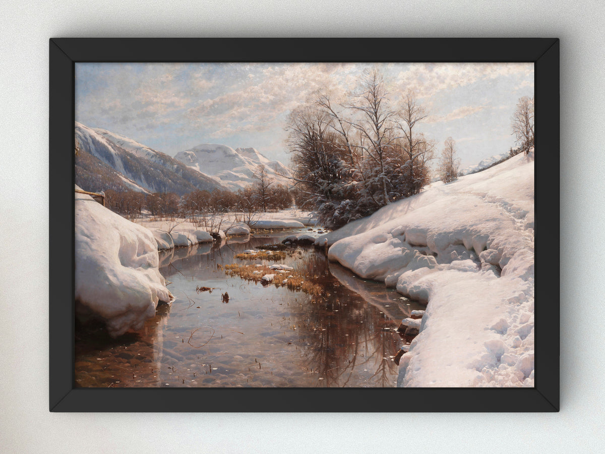 Winter Sun in Engadin by Peder Mørk Mønsted 1914, Wall Art Print, Fine Art Reproduction, Museum Quality Decor, Poster