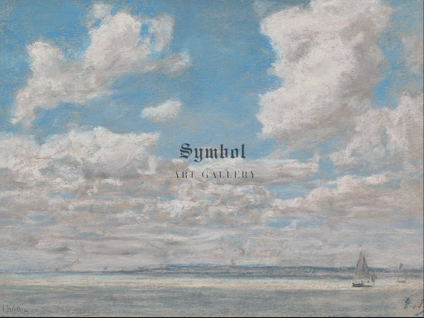 Seascape with Open Sky by Eugène Boudin 1860, Wall Art Print, Fine Art Reproduction, Museum Quality Decor, Poster