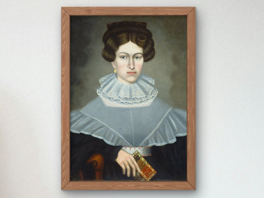 Woman Holding a Book by Erastus Salisbury Field 1835, Wall Art Print, Fine Art Reproduction, Museum Quality Decor, Poster