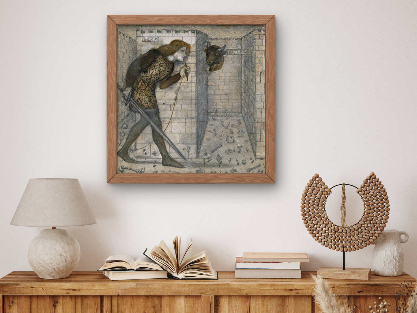 Theseus and the Minotaur in the Labyrinth by Edward Coley Burne Jones 1861, Wall Art Print, Fine Art Reproduction, Museum Quality Decor