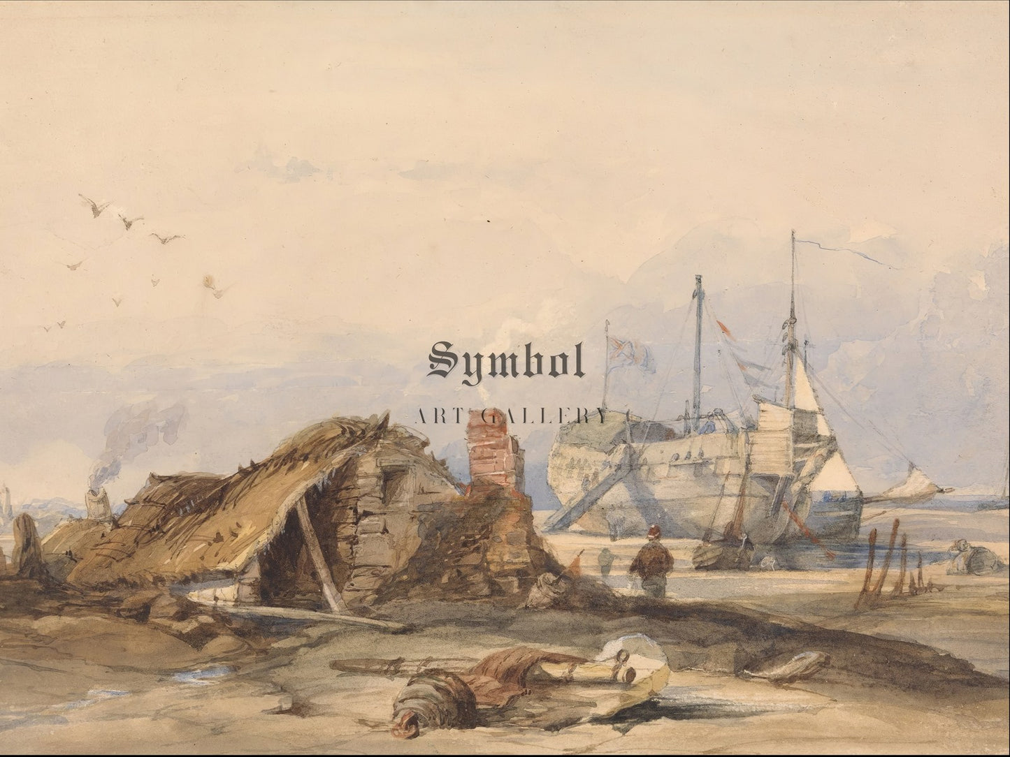 The Blockade Station Rye by Clarkson Frederick Stanfield 1850, Wall Art Print, Fine Art Reproduction, Museum Quality Decor, Poster