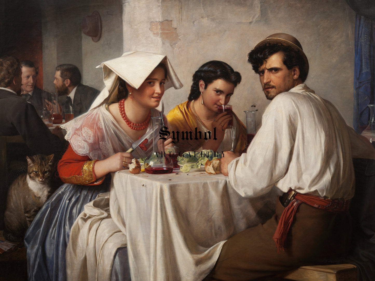 In a Roman Osteria by Carl Bloch 1866, Wall Art Print, Fine Art Reproduction, Museum Quality Decor, Poster