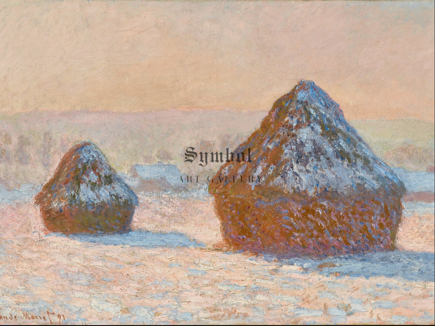 Wheatstacks Snow Effect Morning by Claude Monet 1891, Wall Art Print, Fine Art Reproduction, Museum Quality Decor, Poster