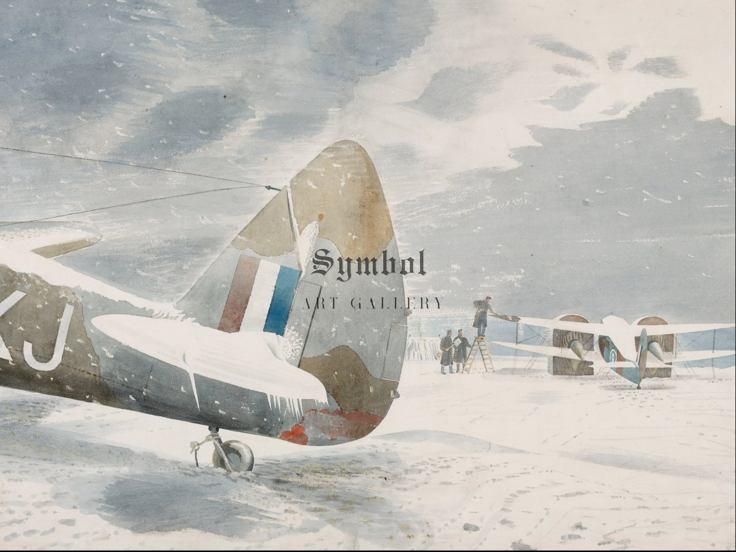 De Icing Aircraft by Eric Ravilious 1942, Wall Art Print, Fine Art Reproduction, Museum Quality Decor, Poster