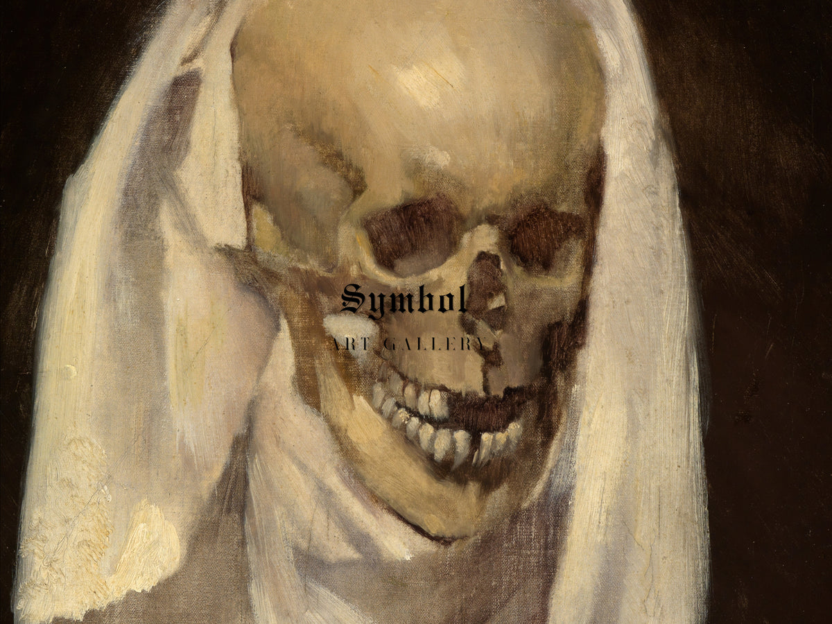 Skull with Shroud by Wilhelm Leibl 1868, Wall Art Print, Fine Art Reproduction, Museum Quality Decor, Poster