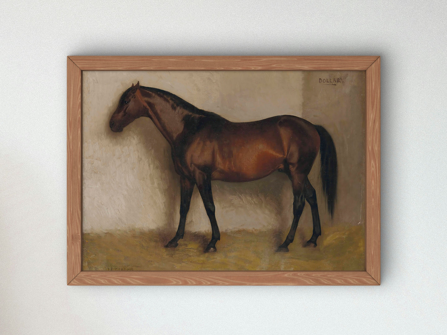 Dollar, a Bay Hunter in a Loose Box by Jean Léon Gérôme 1880, Wall Art Print, Fine Art Reproduction, Museum Quality Decor, Poster