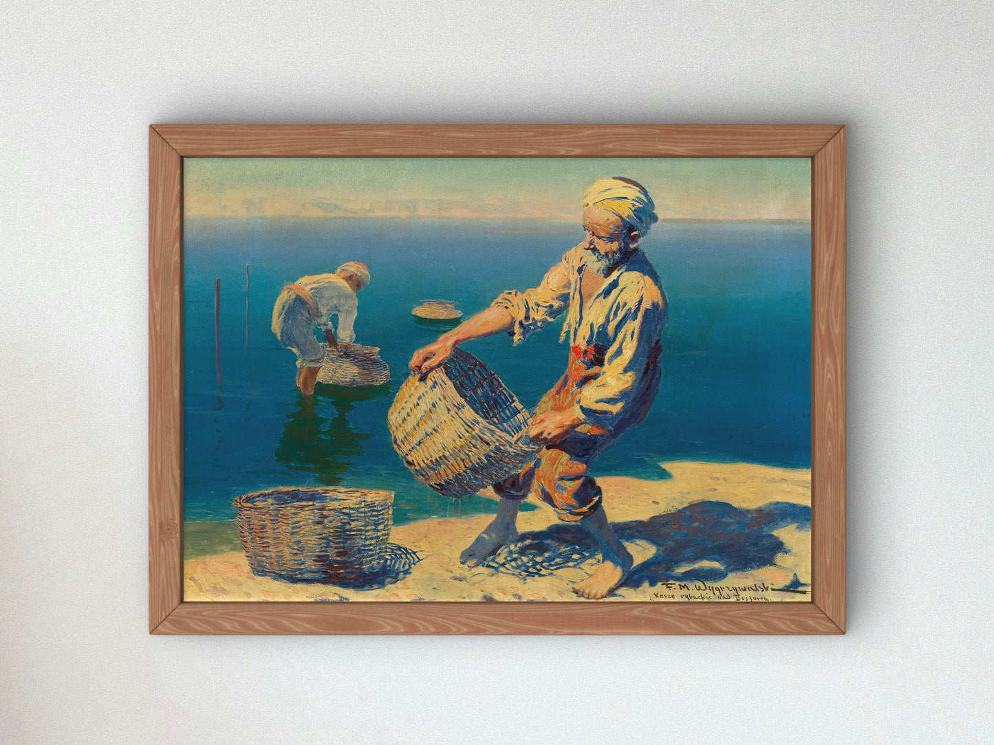 Fishermen with Baskets at the Bosphorus by Feliks Wygrzywalski, Wall Art Print, Fine Art Reproduction, Museum Quality Decor, Poster