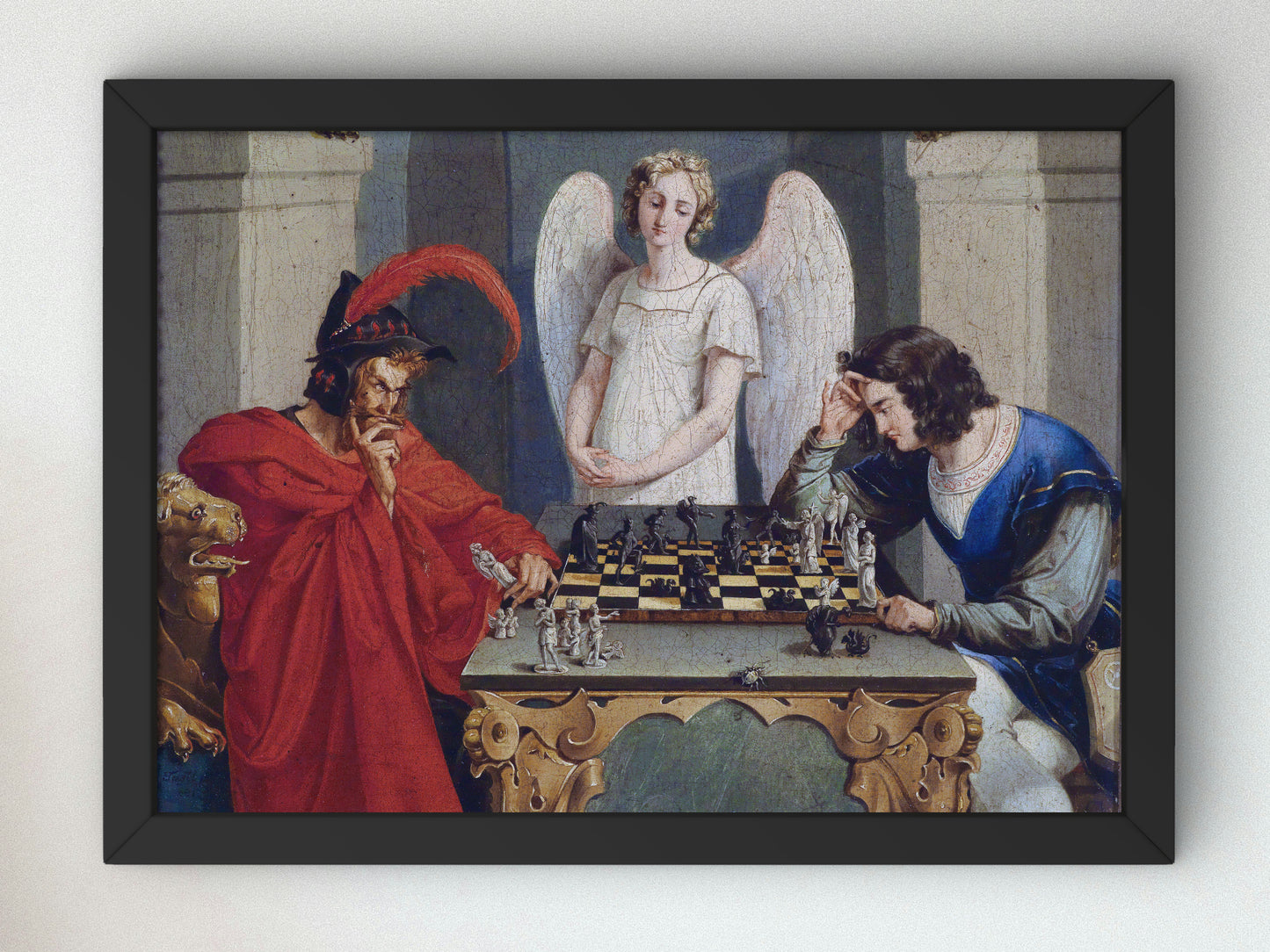 The Devil's Checkmate by Friedrich August Moritz Retzsch 1831, Wall Art Print, Fine Art Reproduction, Museum Quality Decor, Poster