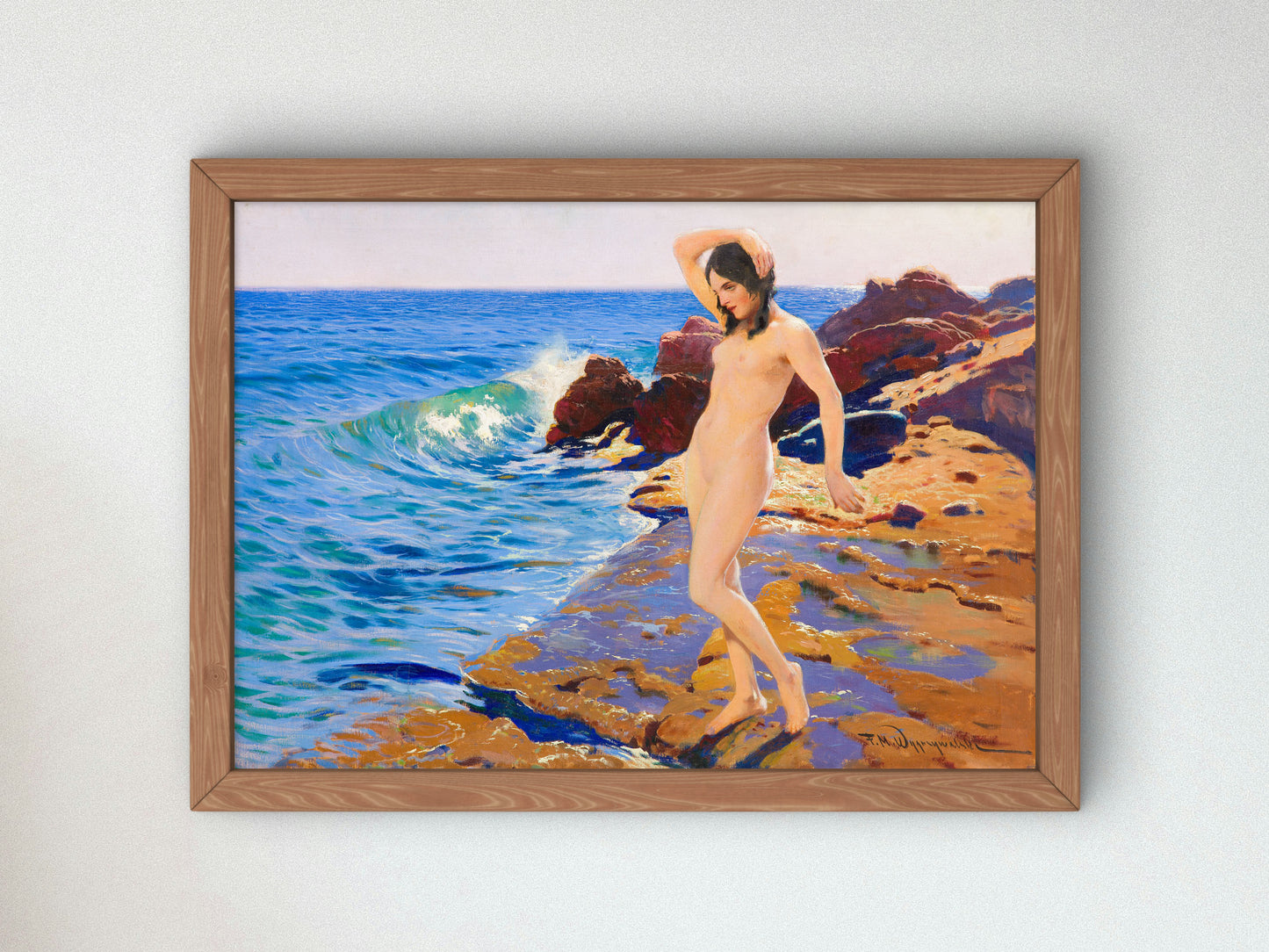 Nude on Capri by Feliks Michał Wygrzywalski, Wall Art Print, Fine Art Reproduction, Museum Quality Decor, Poster