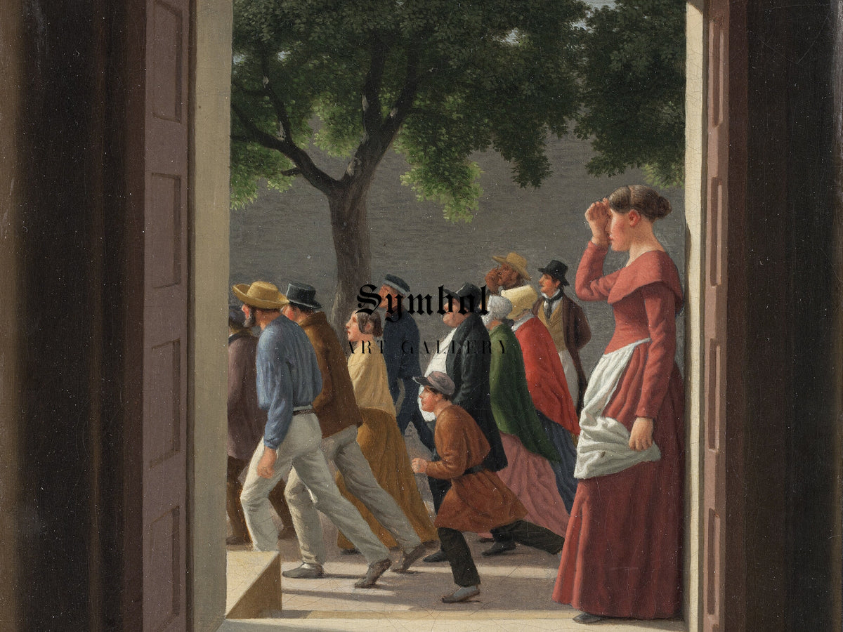 View through a Door to Running Figures by Christoffer Wilhelm Eckersberg 1844, Wall Art Print, Fine Art Reproduction, Museum Quality Decor