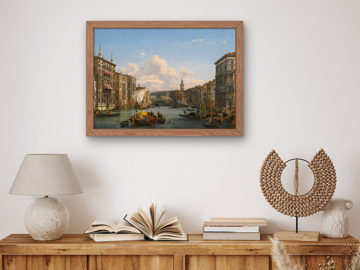 A View of the Grand Canal Looking Towards the Rialto Bridge Venice by Friedrich von Nerly, Wall Art Print, Fine Art Reproduction