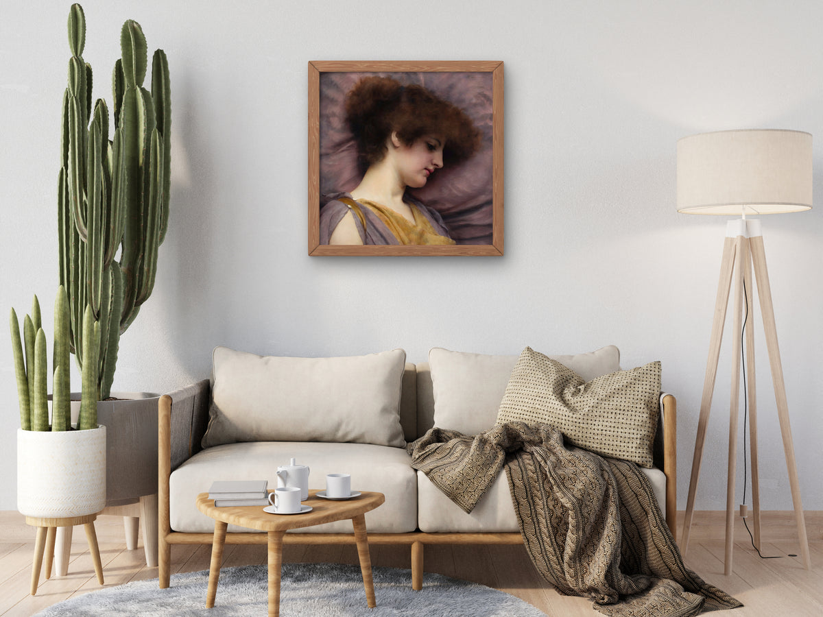 Far Away Thoughts by John William Godward 1892, Wall Art Print, Fine Art Reproduction, Museum Quality Decor, Poster