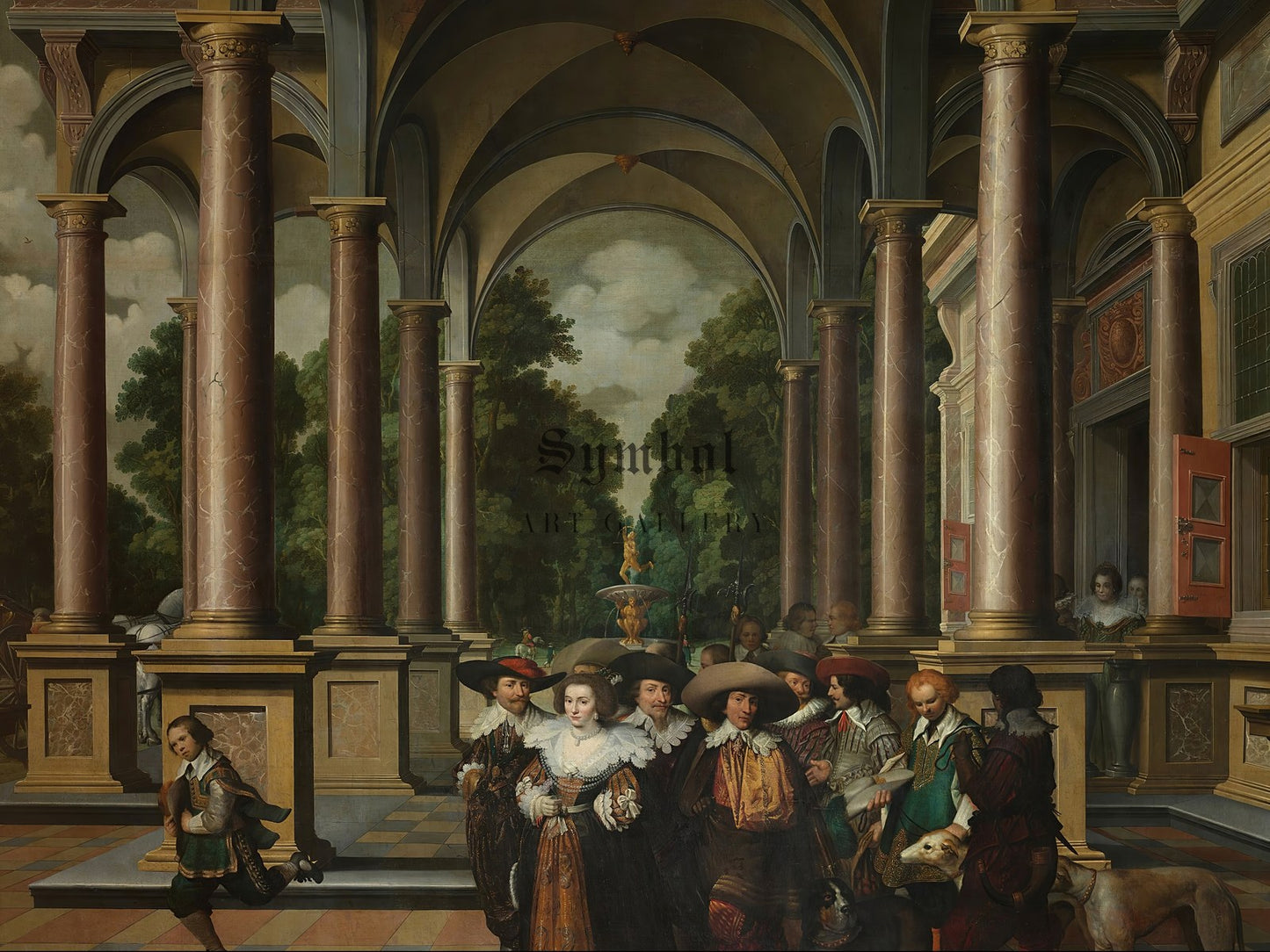 Gallery of a Palace with Ornamental Architecture and Columns by Dirk van Delen 1632, Wall Art Print, Fine Art Reproduction, Museum Quality