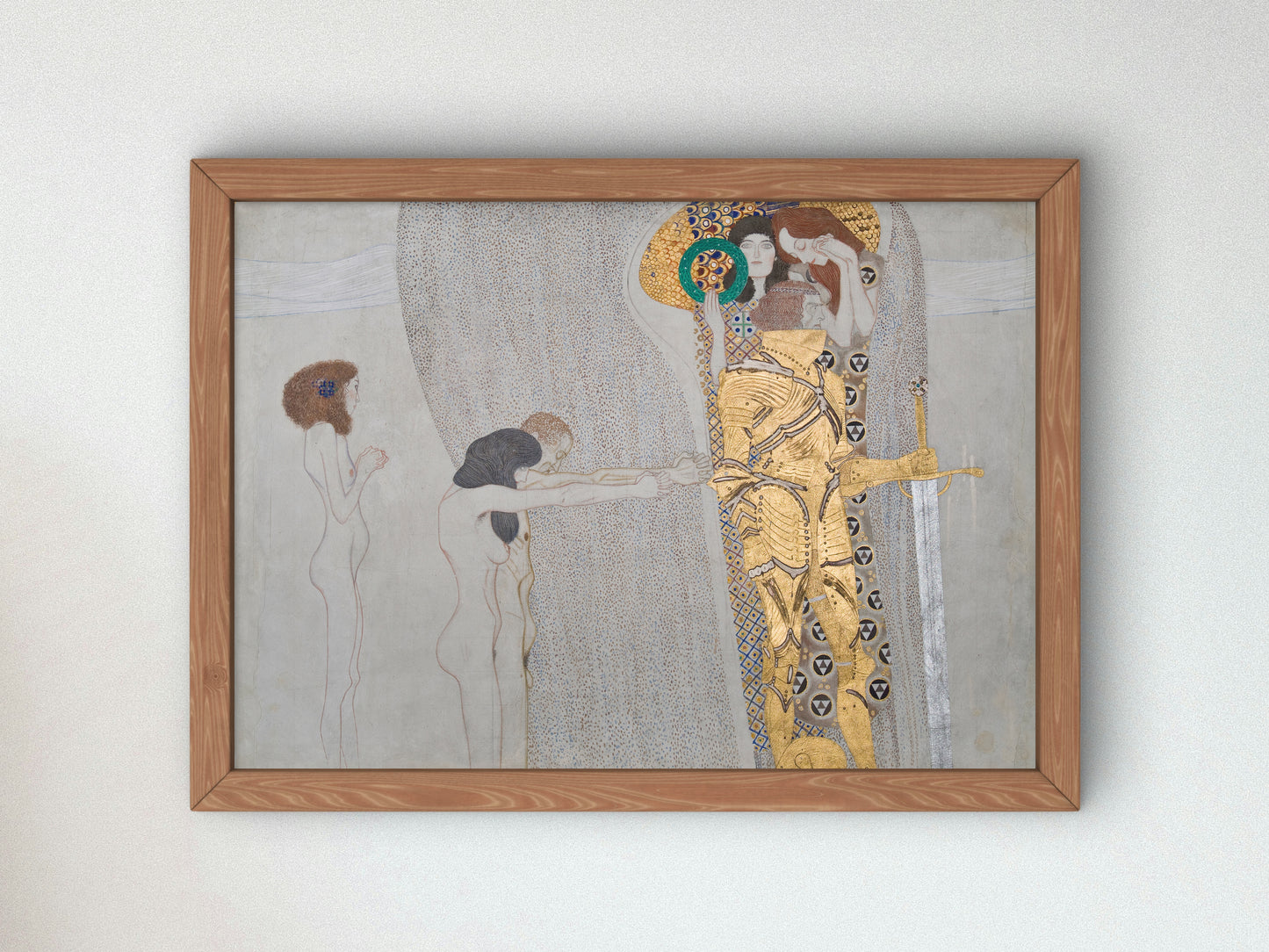 Beethoven Frieze The Sufferings of Weak Humanity and The Well Armed Strong One by Gustav Klimt 1901, Wall Art Print, Fine Art Reproduction