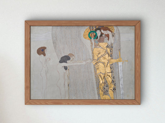 Beethoven Frieze The Sufferings of Weak Humanity and The Well Armed Strong One by Gustav Klimt 1901, Wall Art Print, Fine Art Reproduction