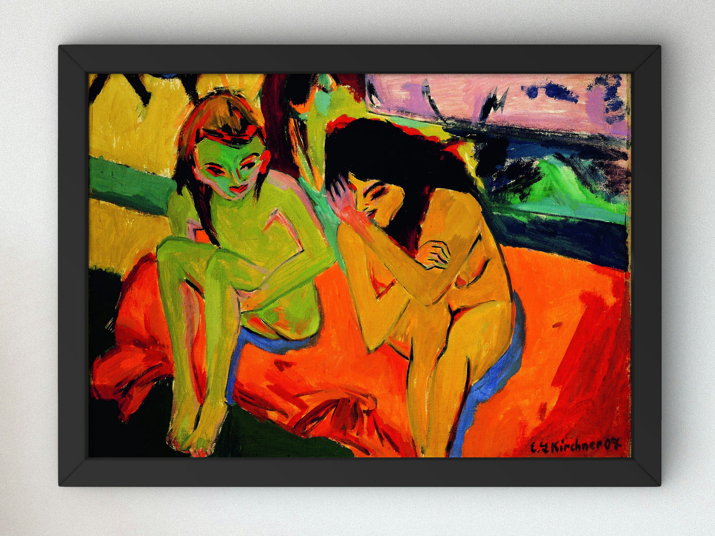 Two Girls by Ernst Ludwig Kirchner 1910, Wall Art Print, Fine Art Reproduction, Museum Quality Decor, Poster