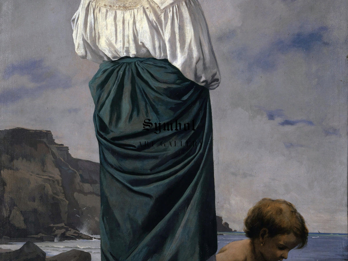 At the Beach, Fisher Maiden in Antium by Anselm Feuerbach 1870, Wall Art Print, Fine Art Reproduction, Museum Quality Decor, Poster