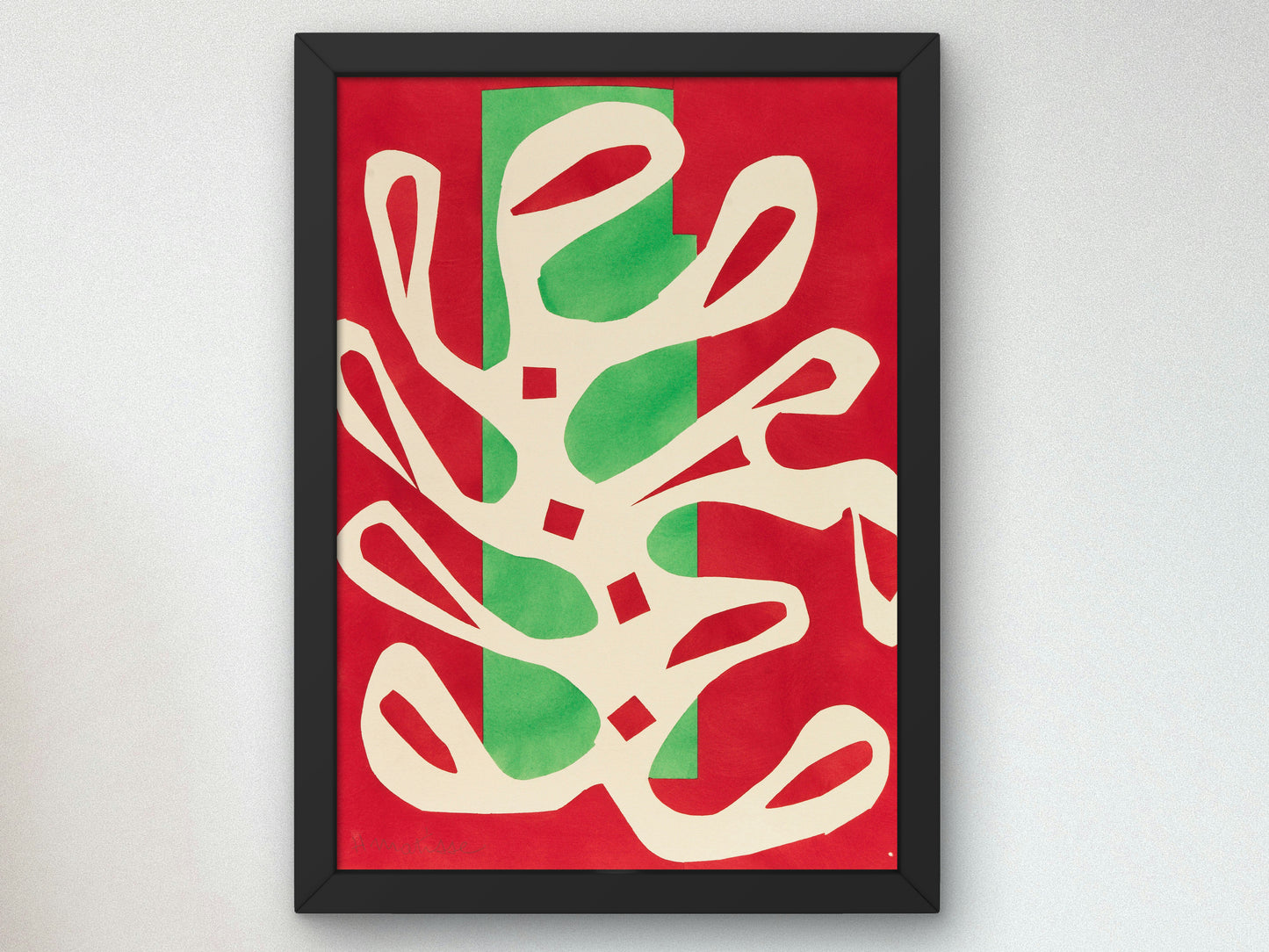 Algue blanche sur fond rouge et vert by Henri Matisse 1947, Wall Art Print, Fine Art Reproduction, Museum Quality Decor, Poster
