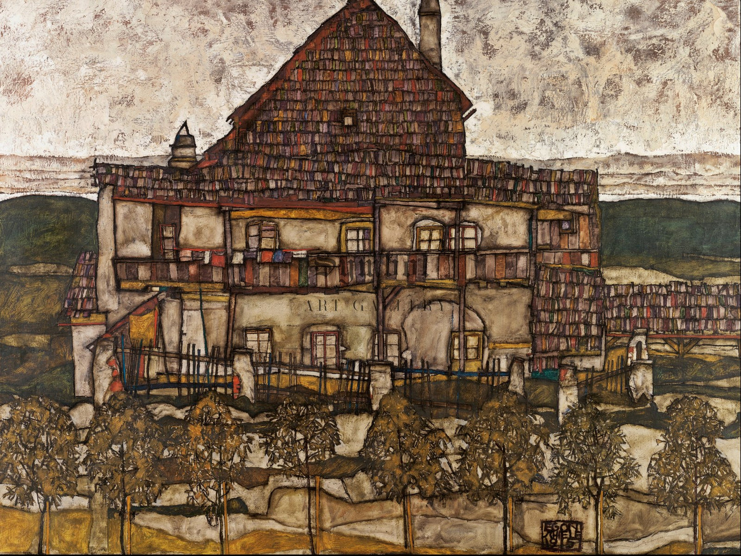 House with Shingle Roof by Egon Schiele 1915, Wall Art Print, Fine Art Reproduction, Museum Quality Decor, Poster